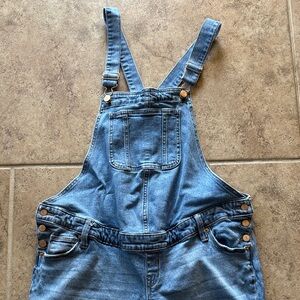 Maternity (6) Classic Denim Overalls in Medium Blue